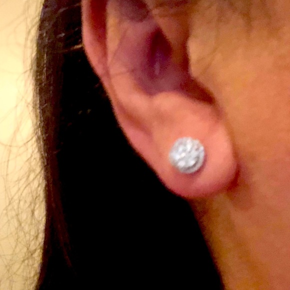 Authentic Natural Diamonds Halo Earrings - Picture 3 of 3